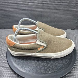Vans Olive and Tan Slip-On Sneakers